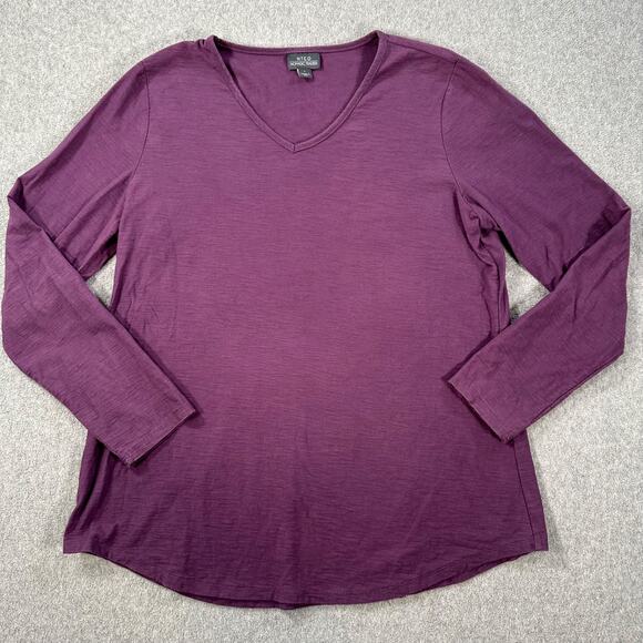 NTCO Nomadic Traders Long Sleeve Shirt Women's Large Purple V-Neck Cotton - Picture 1 of 8